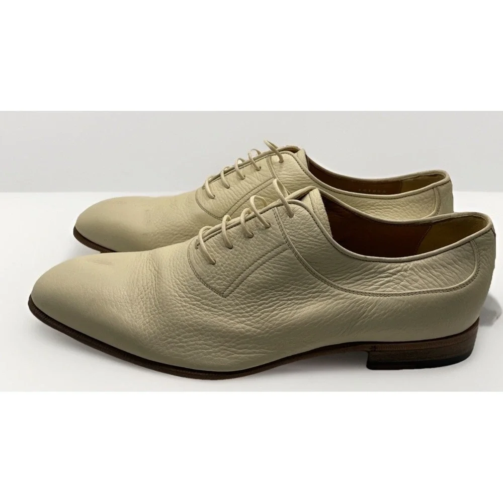 Barrett Ivory‎ Soft Pebbled Leather Lace Up Oxford Dress Shoes Men's Size 7.5 UK